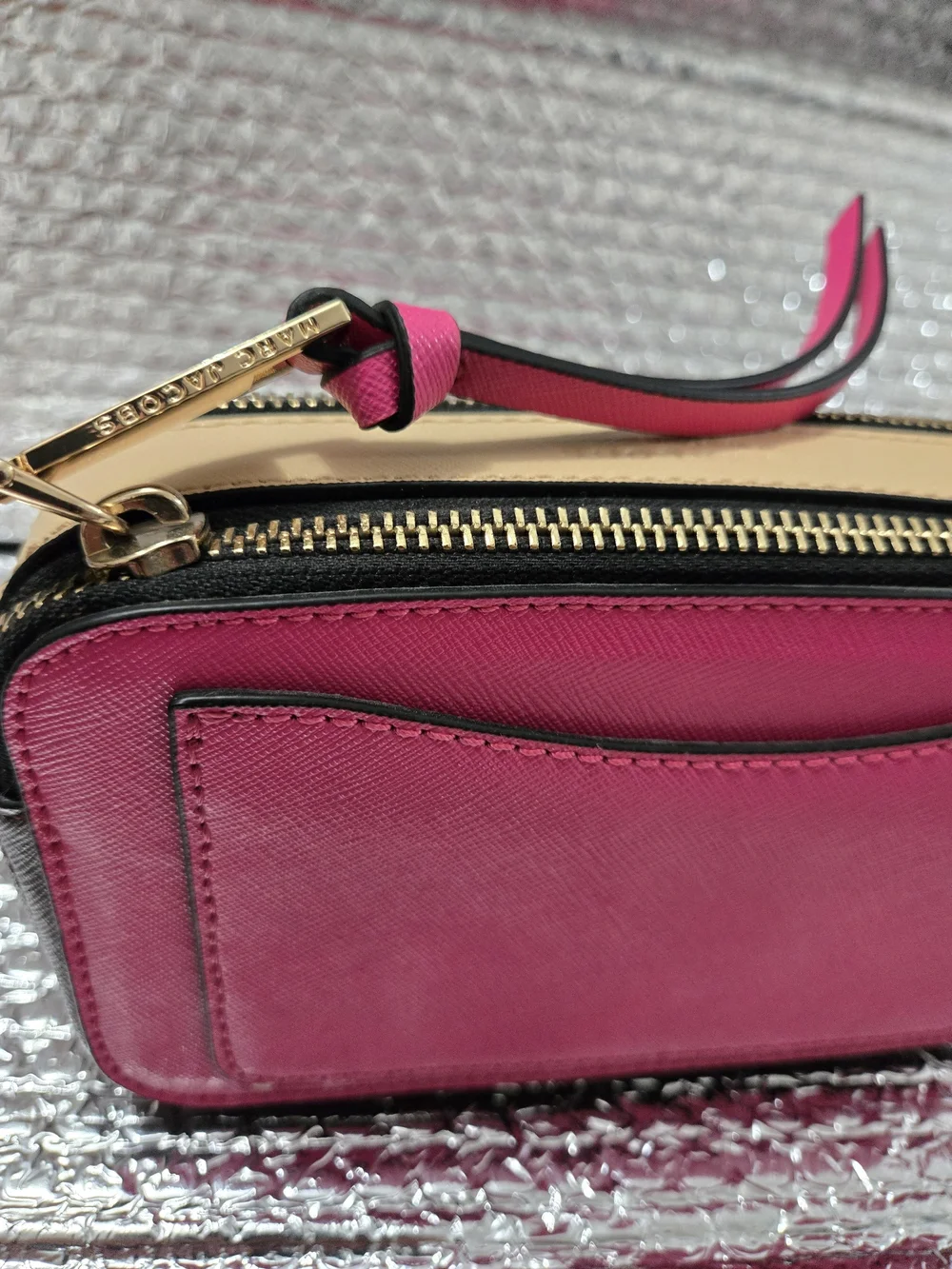 Marc Jacobs Fuchsia Snapshot Double J Crossbody with Gold Hardware